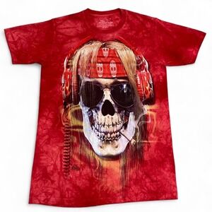 The Mountain Red Tie Dye DJ Skull Graphic T-Shirt S